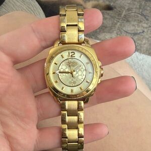 Coach Gold-Tone Link Bracelet Watch with Signature Dial